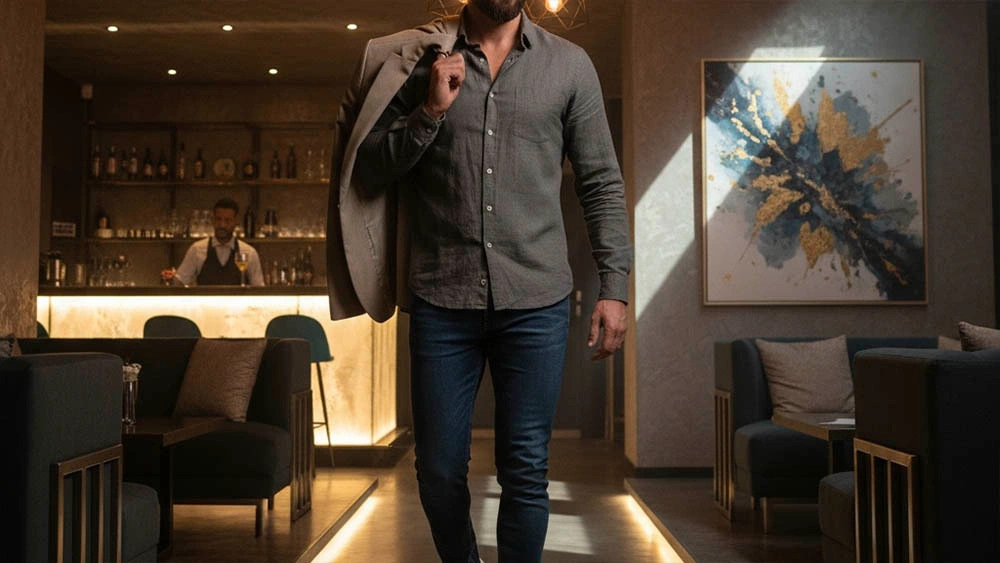 Man with strong posture making eye contact