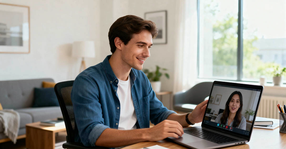 confidence mindset online hero confident video call posture eye contact