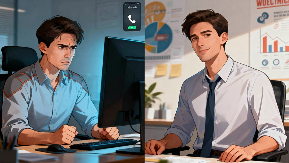 mindset shift nervous to excited comparison for confident presence online