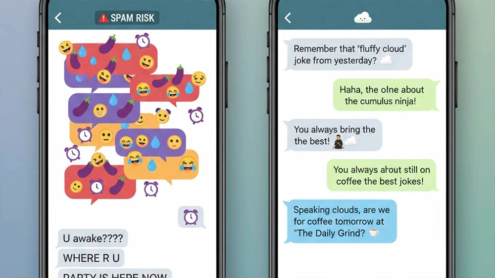 Side-by-side comparison of red vs green texting habits in 2025