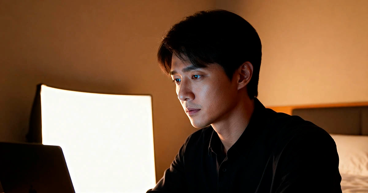 Home lighting setup (soft key + bounce) Home lighting for better skin — soft 45° key with bounce