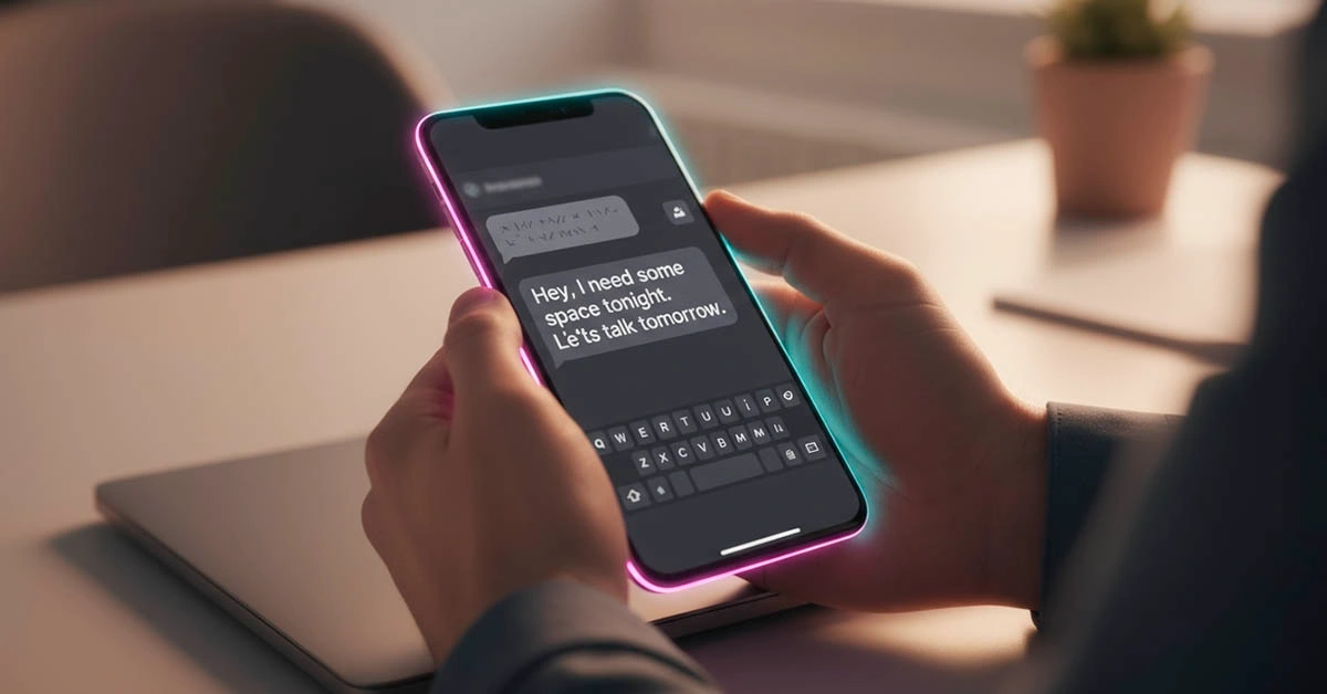 Say no by text without killing attraction Calm, clear boundary by text