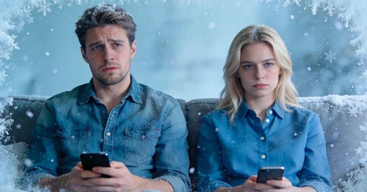 online talk with women: man practicing calm conversation on a phone in a cozy room