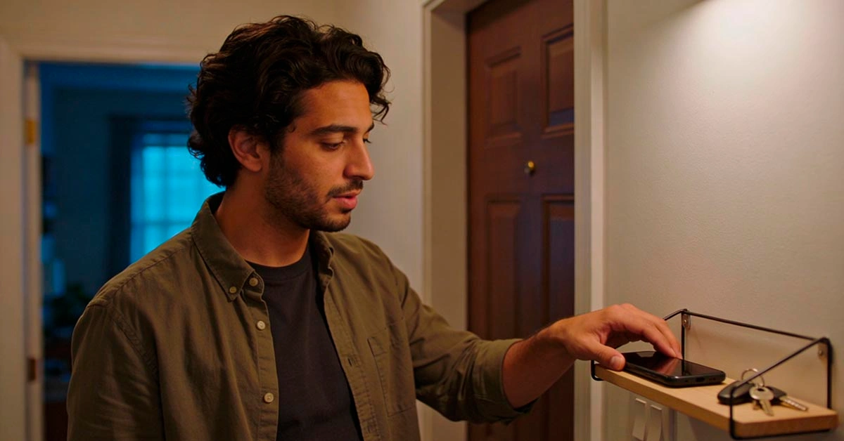 Stop Overthinking Texts stop overthinking texts man calming down before sending a message soft window light