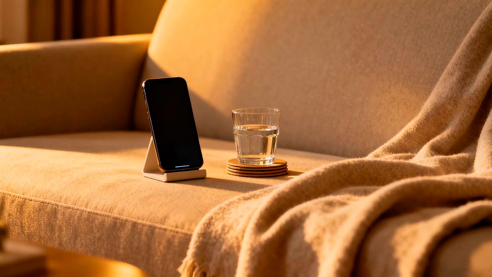 Your Calm Home Base body language on video calls forearms supported hands relaxed